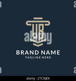 VB initial logo monogram with simple luxury pillar line vector design ideas Stock Vector