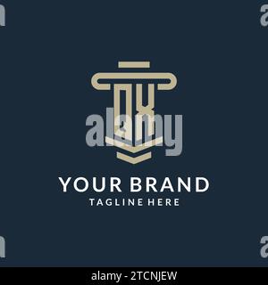 QX initial logo monogram with simple luxury pillar line vector design ideas Stock Vector