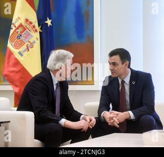 Madrid, 01/30/2020. Pedro Sánchez meets with Michel Barnier. Photo ...