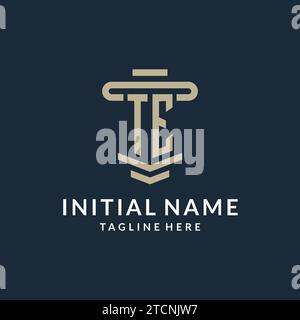 TE initial logo monogram with simple luxury pillar line vector design ideas Stock Vector