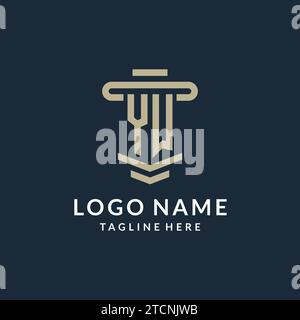 YW initial logo monogram with simple luxury pillar line vector design ideas Stock Vector