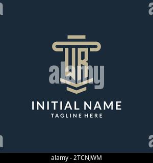 WR initial logo monogram with simple luxury pillar line vector design ideas Stock Vector