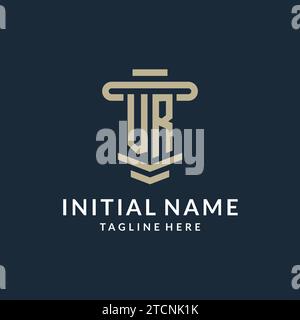 VR initial logo monogram with simple luxury pillar line vector design ideas Stock Vector