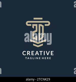 ZD initial logo monogram with simple luxury pillar line vector design ideas Stock Vector