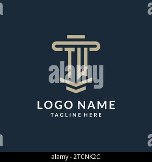 TW initial logo monogram with simple luxury pillar line vector design ideas Stock Vector