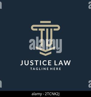 TV initial logo monogram with simple luxury pillar line vector design ideas Stock Vector
