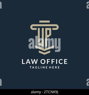 UP initial logo monogram with simple luxury pillar line vector design ideas Stock Vector