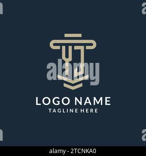 YJ initial logo monogram with simple luxury pillar line vector design ideas Stock Vector