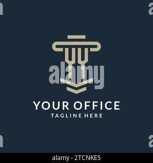 YY initial logo monogram with simple luxury pillar line vector design ideas Stock Vector