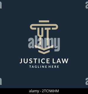 YT initial logo monogram with simple luxury pillar line vector design ideas Stock Vector
