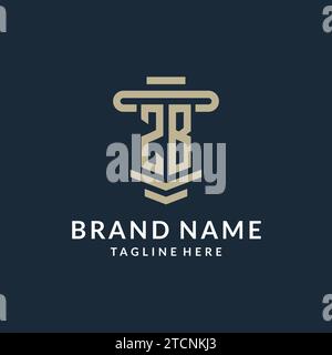 ZB initial logo monogram with simple luxury pillar line vector design ideas Stock Vector