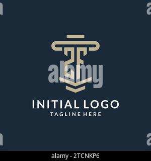 ZF initial logo monogram with simple luxury pillar line vector design ideas Stock Vector