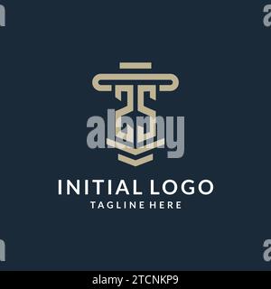 ZS initial logo monogram with simple luxury pillar line vector design ideas Stock Vector