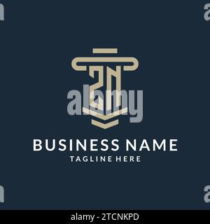 ZN initial logo monogram with simple luxury pillar line vector design ideas Stock Vector