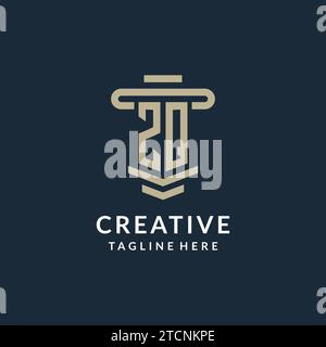 ZQ initial logo monogram with simple luxury pillar line vector design ideas Stock Vector