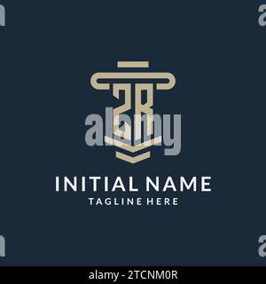 ZR initial logo monogram with simple luxury pillar line vector design ideas Stock Vector