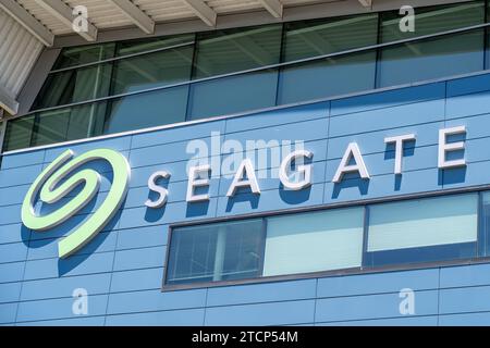 Close up of Seagate sign on the building at its operational headquarters in Fremont, California, USA Stock Photo