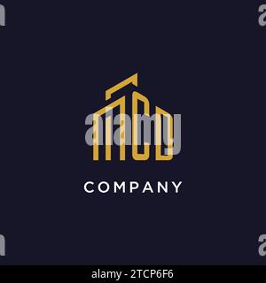 CD initial monogram with building logo design vector graphic Stock Vector