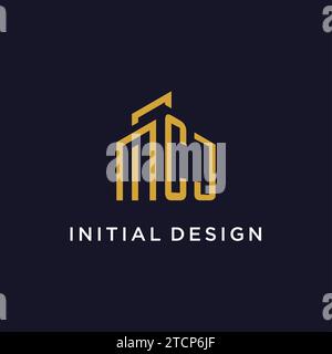 CJ initial monogram with building logo design vector graphic Stock Vector