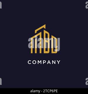 BD initial monogram with building logo design vector graphic Stock Vector