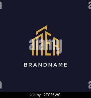 EA initial monogram with building logo design vector graphic Stock Vector