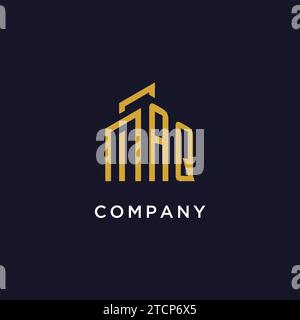 AQ initial monogram with building logo design vector graphic Stock Vector