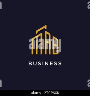AB initial monogram with building logo design vector graphic Stock Vector