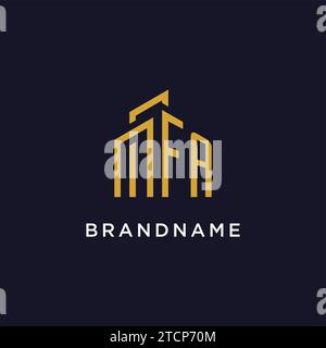 FA initial monogram with building logo design vector graphic Stock Vector