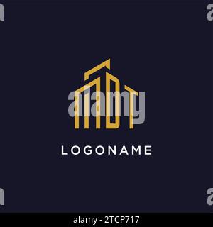 DT initial monogram with building logo design vector graphic Stock Vector