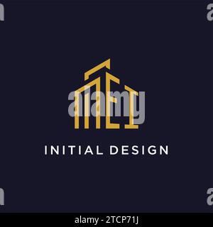 EI initial monogram with building logo design vector graphic Stock Vector