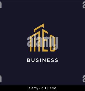 EO initial monogram with building logo design vector graphic Stock Vector