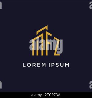 FZ initial monogram with building logo design vector graphic Stock Vector