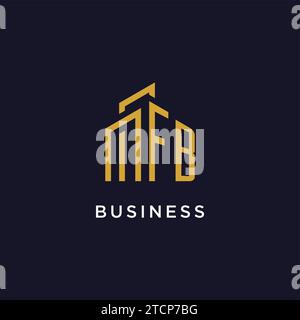 FB initial monogram with building logo design vector graphic Stock Vector