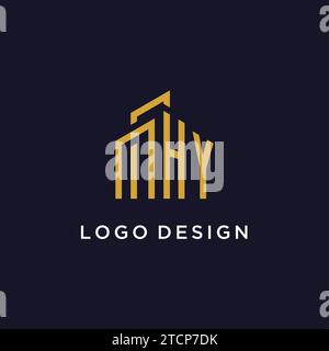 HY initial monogram with building logo design vector graphic Stock Vector