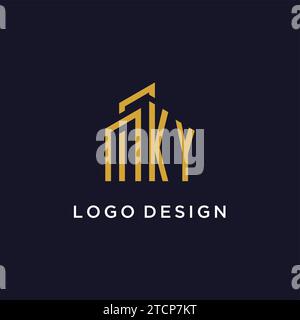 KY initial monogram with building logo design vector graphic Stock Vector