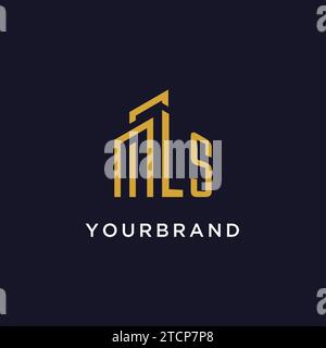 LS initial monogram with building logo design vector graphic Stock Vector