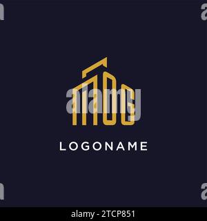 OG initial monogram with building logo design vector graphic Stock Vector