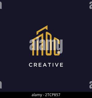 OC initial monogram with building logo design vector graphic Stock Vector