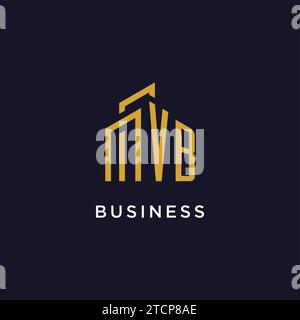 VB initial monogram with building logo design vector graphic Stock Vector