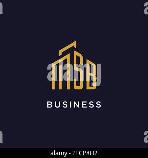 SB initial monogram with building logo design vector graphic Stock Vector