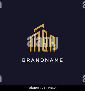 QA initial monogram with building logo design vector graphic Stock Vector