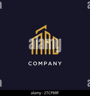 RD initial monogram with building logo design vector graphic Stock Vector