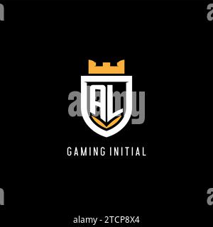 Initial AL logo with shield, esport gaming logo monogram style vector graphic Stock Vector