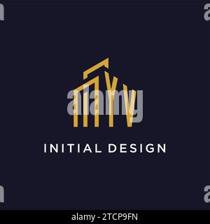 YV initial monogram with building logo design vector graphic Stock Vector