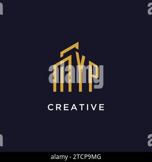 YP initial monogram with building logo design vector graphic Stock Vector