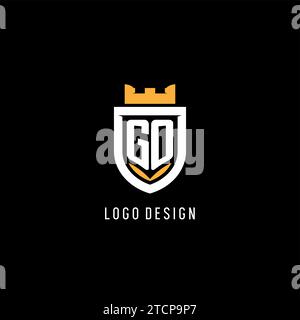 Initial GO logo with shield, esport gaming logo monogram style vector graphic Stock Vector