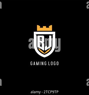 Initial BJ logo with shield, esport gaming logo monogram style vector graphic Stock Vector