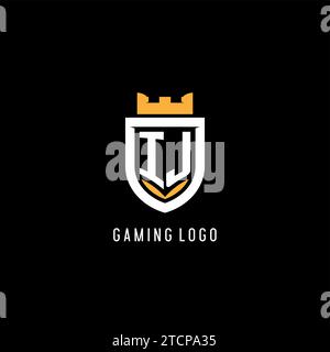 Initial IJ logo with shield, esport gaming logo monogram style vector graphic Stock Vector