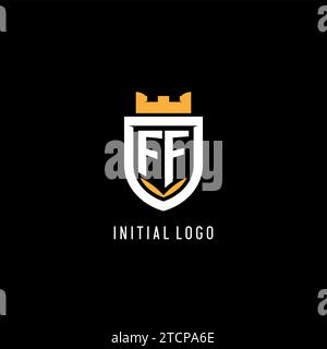 Initial FF logo with shield, esport gaming logo monogram style vector graphic Stock Vector