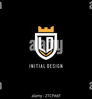 Initial LD logo with shield, esport gaming logo monogram style vector graphic Stock Vector